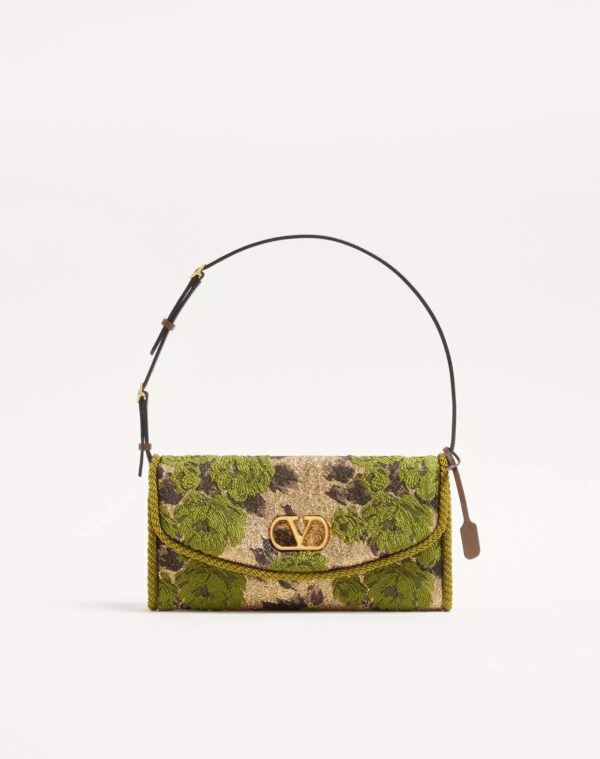Valentino Garavani DeVain Small Shoulder Bag in Jacquard Lurex Fabric