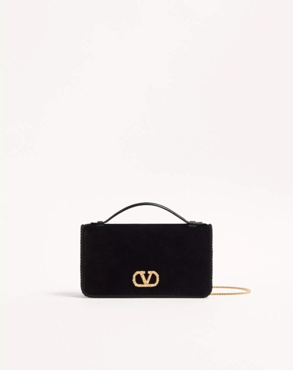 Vlogo Signature Velvet Chain Wallet With Jewel Logo